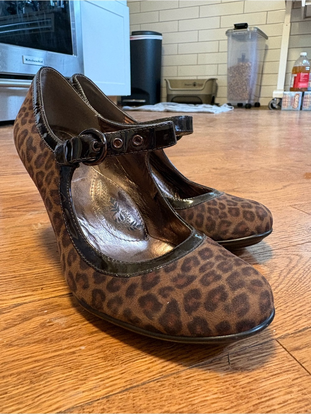 Sofft Brown Leopard Print Mary Jane Heels